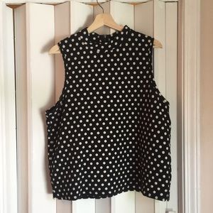 Anthropologie Polka Dot Printed Mock Sleeveless Top